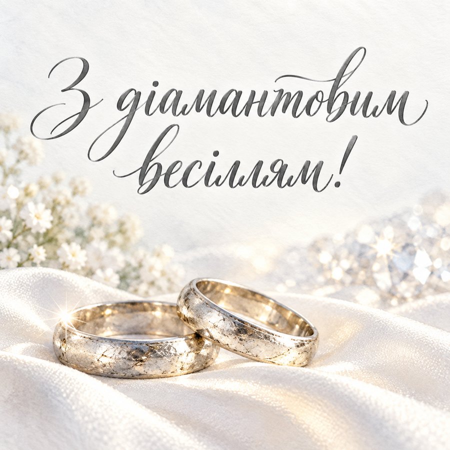 Листівка «З діамантовим весіллям!» на 60 років весілля