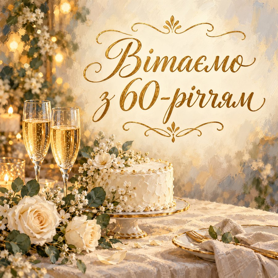 Листівка «Вітаємо з 60-річчям» на 60 років весілля