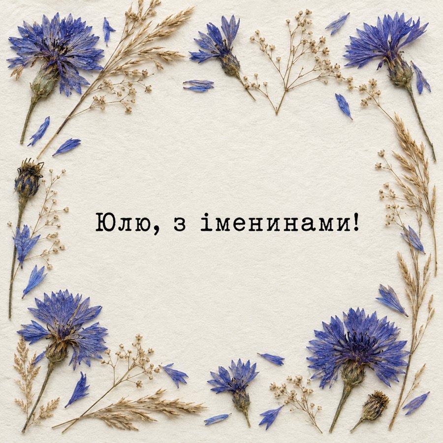 Листівка «Юлю, з іменинами!» до дня ангела