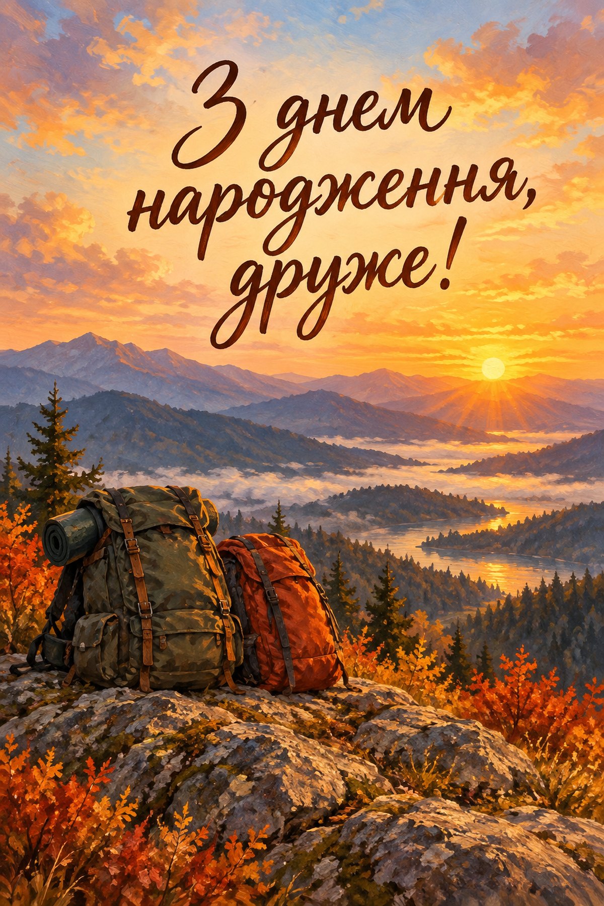 Листівка «З днем народження, друже!» привітання з днем народження другу
