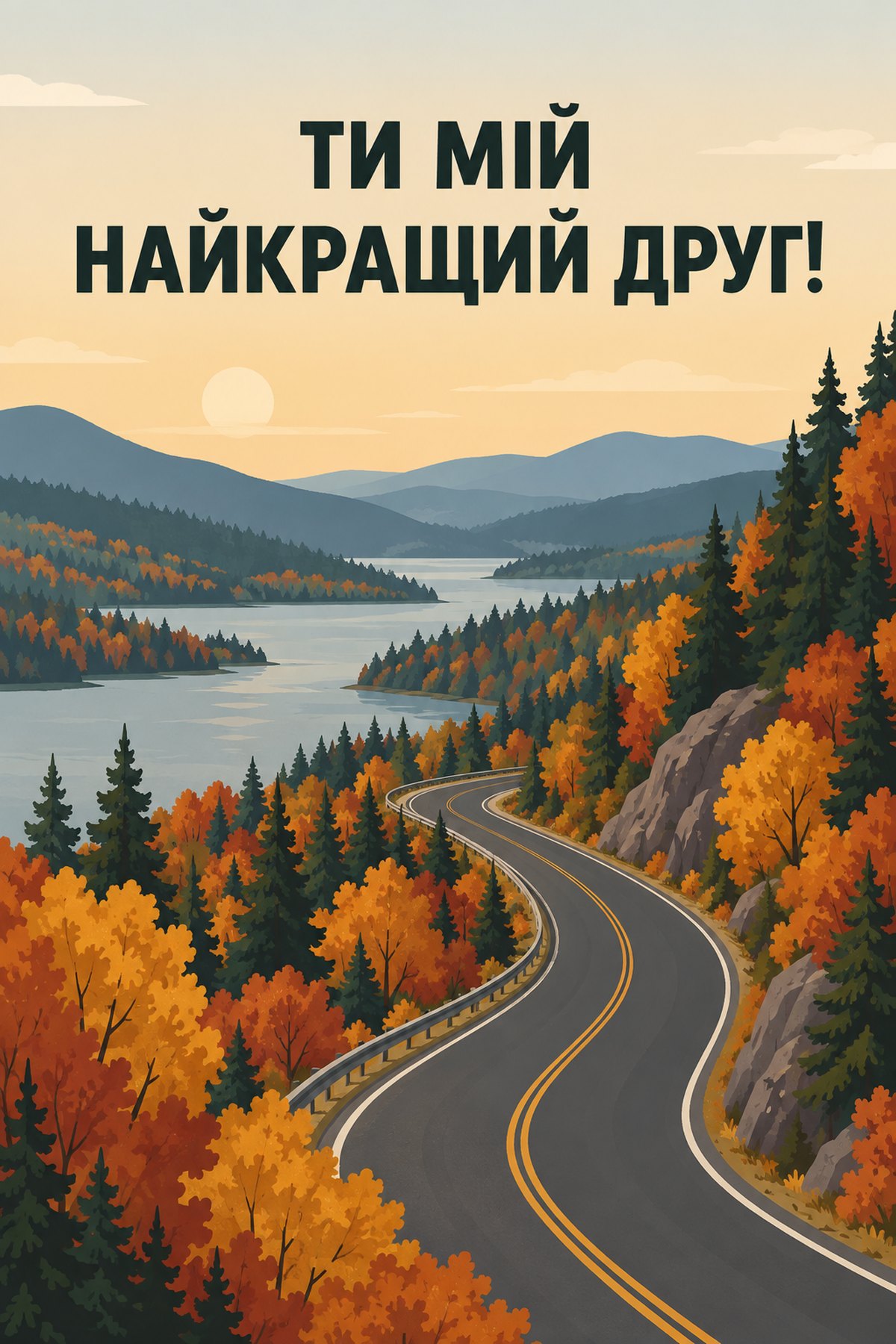 Листівка «Ти мій найкращий друг!» гарна листівка другу