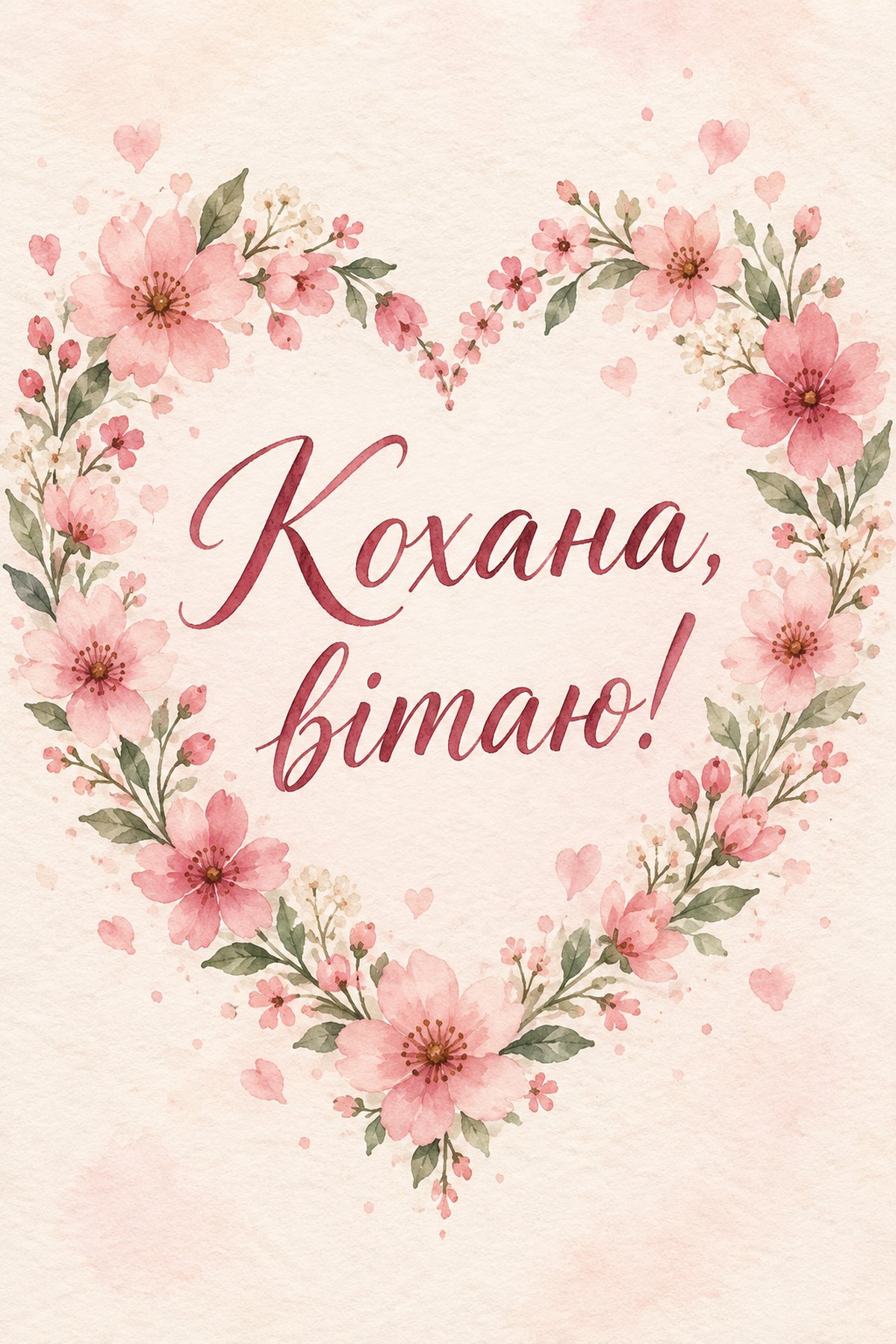 Листівка «Кохана, вітаю!» зворушлива листівка коханій