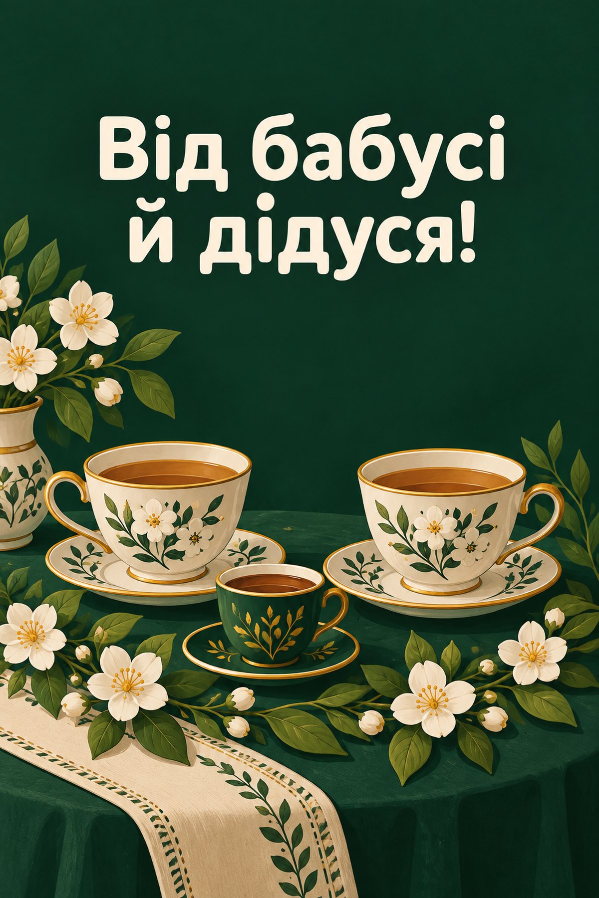 Листівка «Від бабусі й дідуся!» привітання онучці від бабусі та дідуся