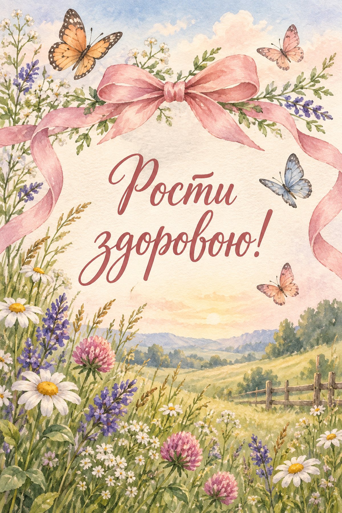 Листівка «Рости здоровою!» гарна листівка онучці з днем народження