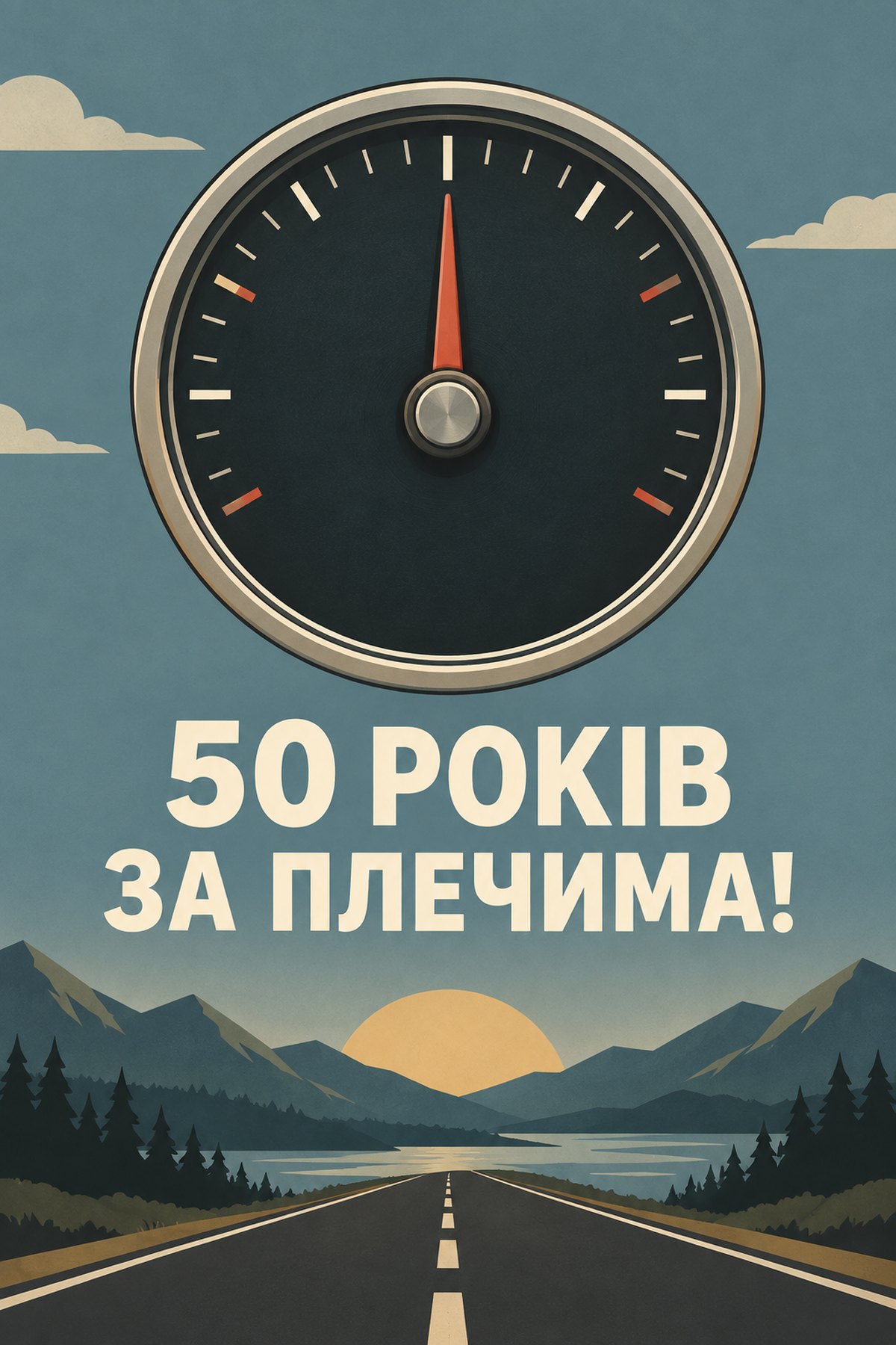 Листівка «50 років за плечима!» прикольна картинка з 50 річчям