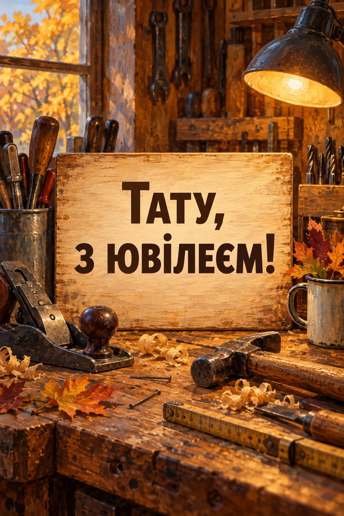 Листівка «Тату, з ювілеєм!» привітання татові з 50 річчям